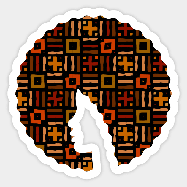 Afro Hair Woman with African Pattern, Black History Sticker by logiamerch